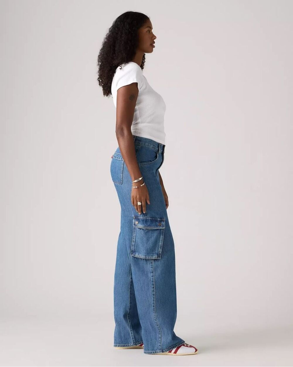 Levi’s Superlow Cotton Loose Cargo Lightweight Jeans All Over Blue 29x32 - Picture 4 of 7